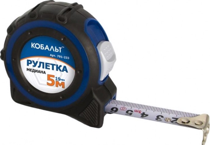 Рулетка Кобальт 791-233 медиана 5мx19мм двухкомпонентный корпус магн.