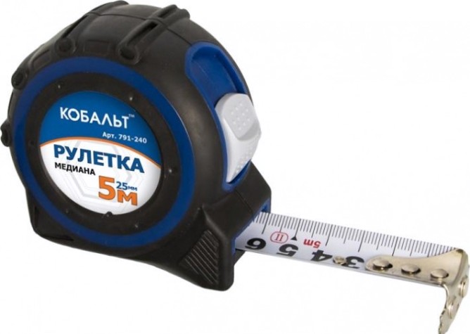 Рулетка Кобальт 791-240 медиана 5мx25мм двухкомпонентный корпус магн.