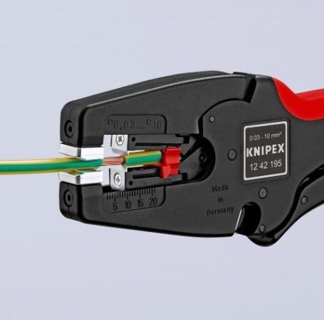 Съемник изоляции диэлектрический KNIPEX 1242195SB multistrip, 195 мм, рукоятки с зоной мягкого пласт [KN-1242195SB]