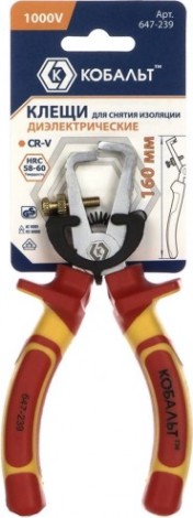 Съемник изоляции диэлектрический Кобальт 647-239 клещи для снятия 160 мм, cr-v