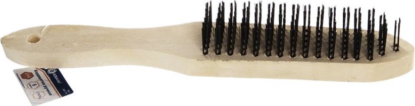 Щетка из стальной проволоки Кобальт 6 рядная 290 мм, деревянная ручка 248-719 [248-719]