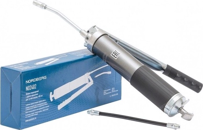 Шприц NORDBERG NO2402 2-х плунжерный для густой смазки, 400мл [NO2402]