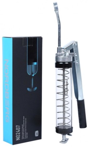 Шприц NORDBERG NO2407 двухплунжерный для густой смазки с прозрачной тубо [ЦБ-0011292]