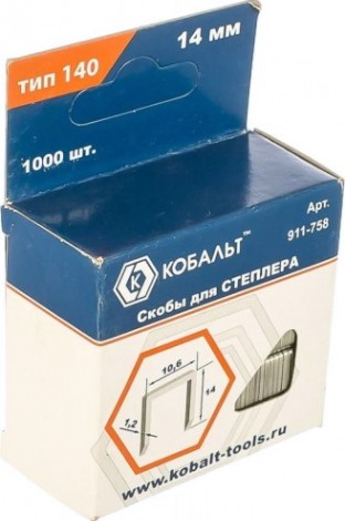 Скоба Кобальт 911-758 14 мм, тип 140 толщина, 1,2 мм, ширина 10,6 мм (10