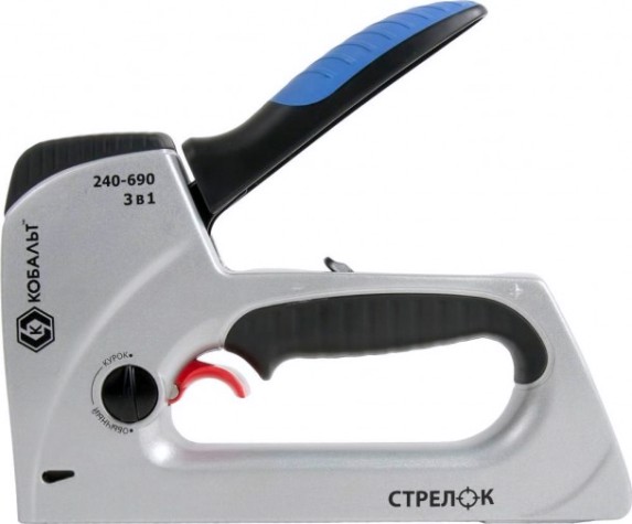 Скобозабиватель ручной Кобальт 240-690 механический стрелок 6-14 мм, тип 53, шпильки, гво
