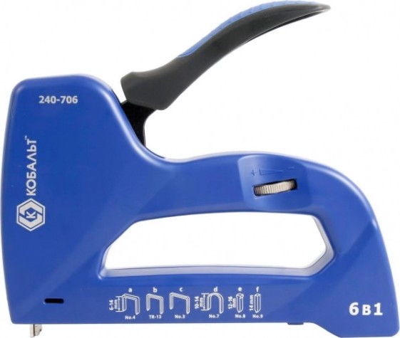 Скобозабиватель ручной Кобальт 240-706 механический 6 в 1 6-14 мм (тип 53, 140, 13), для