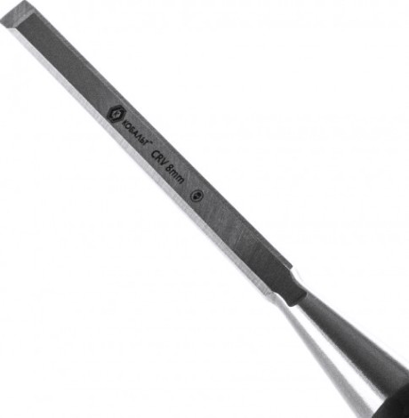 Стамеска Кобальт 245-510 плоская 8х140 мм, cr-v, двухкомпонентная рукоятка