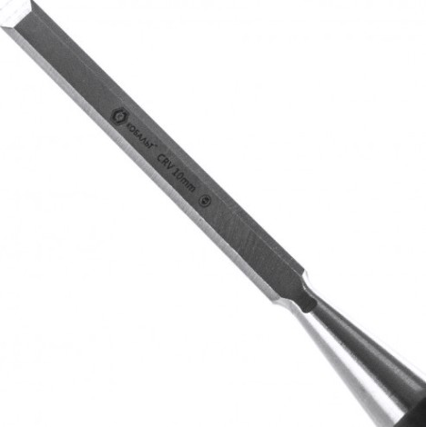 Стамеска Кобальт 245-527 плоская 10х140 мм, cr-v, двухкомпонентная рукоятка