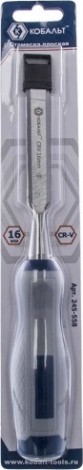 Стамеска Кобальт 245-558 плоская 16х140 мм, cr-v, двухкомпонентная рукоятка