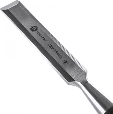 Стамеска Кобальт 245-565 плоская 18х140 мм, cr-v, двухкомпонентная рукоятка