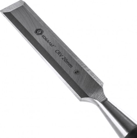 Стамеска Кобальт 245-572 плоская 20х140 мм, cr-v, двухкомпонентная рукоятка
