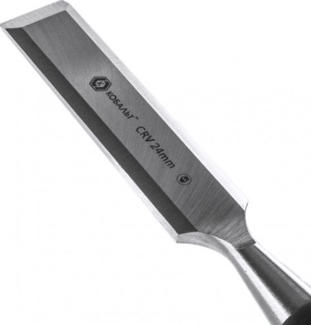 Стамеска Кобальт 245-596 плоская 24х140 мм, cr-v, двухкомпонентная рукоятка