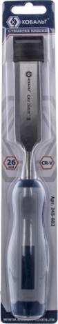 Стамеска Кобальт 245-602 плоская 26х140 мм, cr-v, двухкомпонентная рукоятка