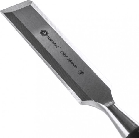 Стамеска Кобальт 245-619 плоская 28х140 мм, cr-v, двухкомпонентная рукоятка