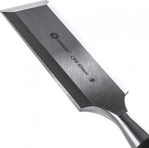 Стамеска Кобальт 245-640 плоская 40х140 мм, cr-v, двухкомпонентная рукоятка