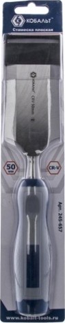 Стамеска Кобальт 245-657 плоская 50х140 мм, cr-v, двухкомпонентная рукоятка