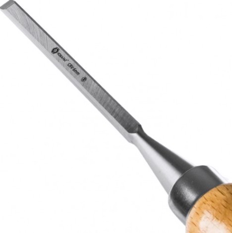 Стамеска Кобальт 245-701 плоская 6х140 мм, cr-v, деревянная рукоятка