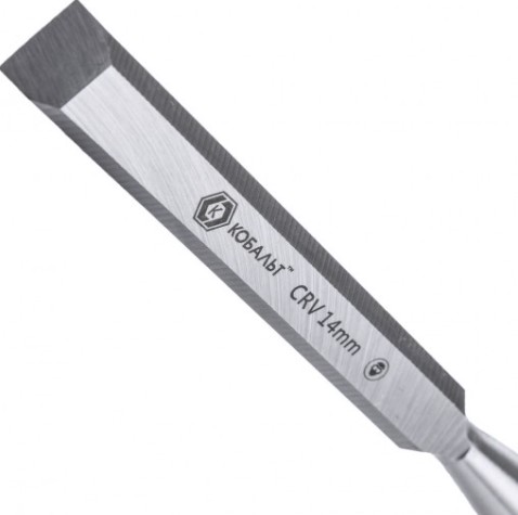 Стамеска Кобальт 245-749 плоская 14х140 мм, cr-v, деревянная рукоятка