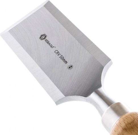 Стамеска Кобальт 245-855 плоская 50х140 мм, cr-v, деревянная рукоятка