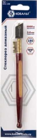 Стеклорез Кобальт 911-130 алмазный, деревянная рукоятка
