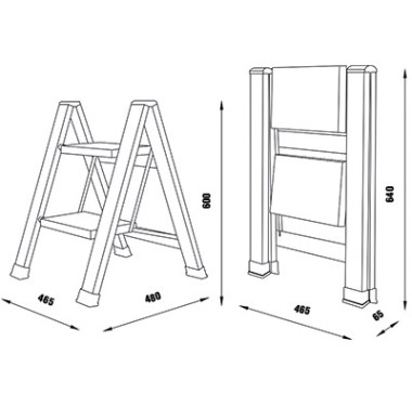 Стремянка алюминиевая СОРОКИН 24.205 2 ступени