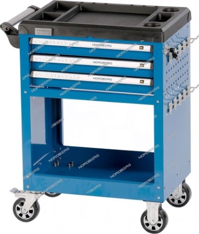 Тележка инструментальная NORDBERG T4N профессиональная 3 полоки+открытый отсек [ЦБ-0009456]