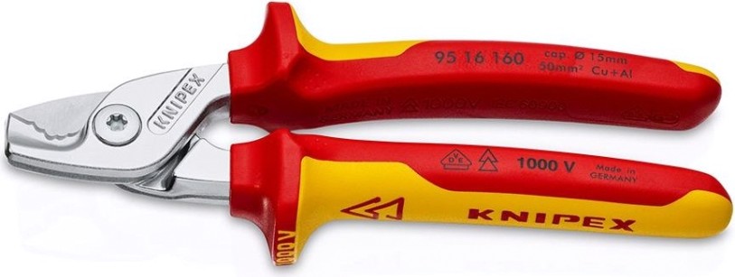 Тросорез KNIPEX 9516160 stepcut 160 мм, диэлектрический, хром, 2к рукоятки [KN-9516160]