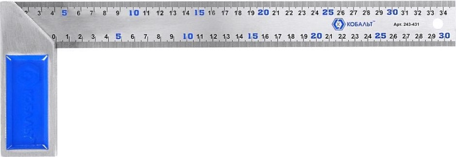 Угольник Кобальт 243-431 столярный 350 мм, нерж.сталь,чугунное основание