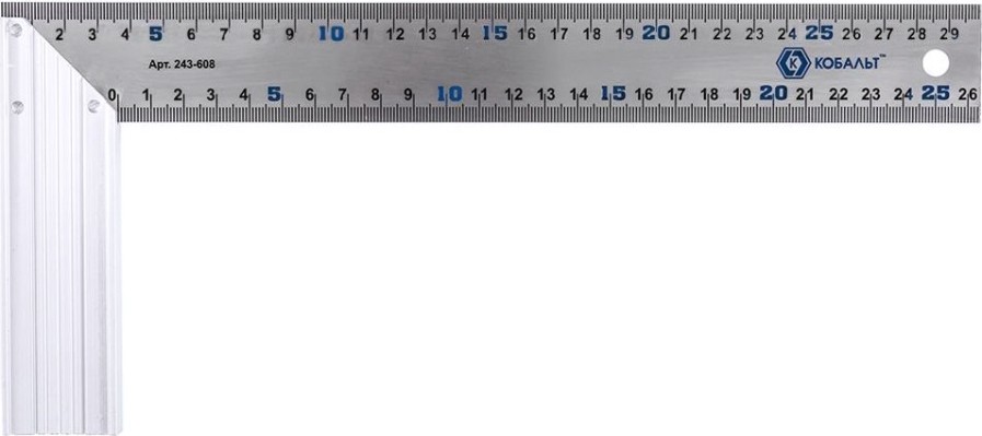 Угольник Кобальт 243-608 столярный 300 мм, нерж.сталь, алюминиевое основани
