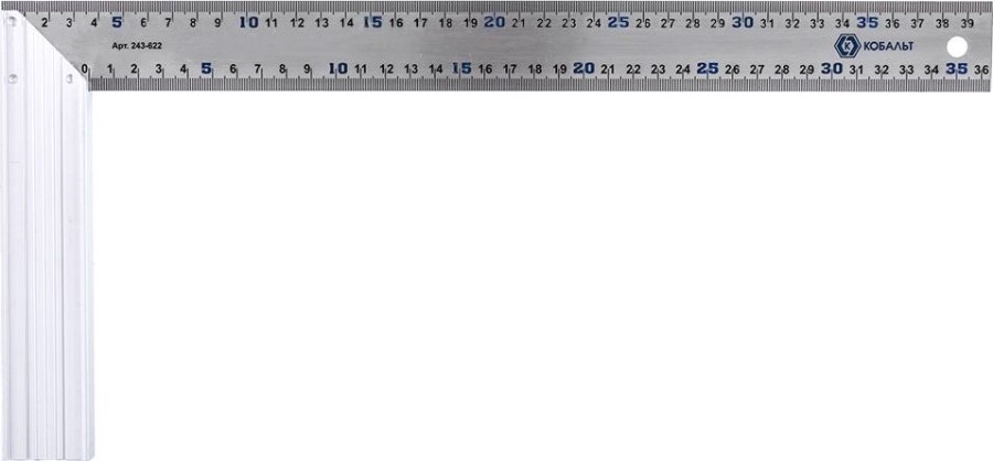 Угольник Кобальт 243-622 столярный 400 мм, нерж.сталь, алюминиевое основани