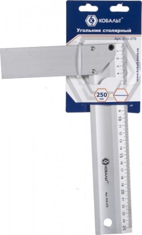 Угольник Кобальт 910-379 столярный 250 мм, алюминиевый