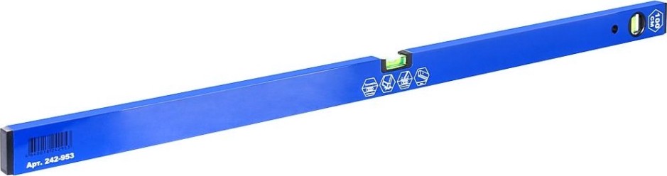 Уровень строительный Кобальт 242-953 оптима,1000 мм, профиль 20x49 мм, 2 глазка.