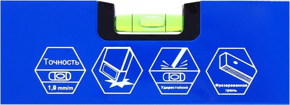 Уровень строительный Кобальт 242-991 комфорт, 800 мм, профиль 20x49 мм, 3 глазка.