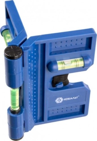 Уровень строительный Кобальт 917-392 угловой, 4 магнита, 3 глазка, пластиковый.